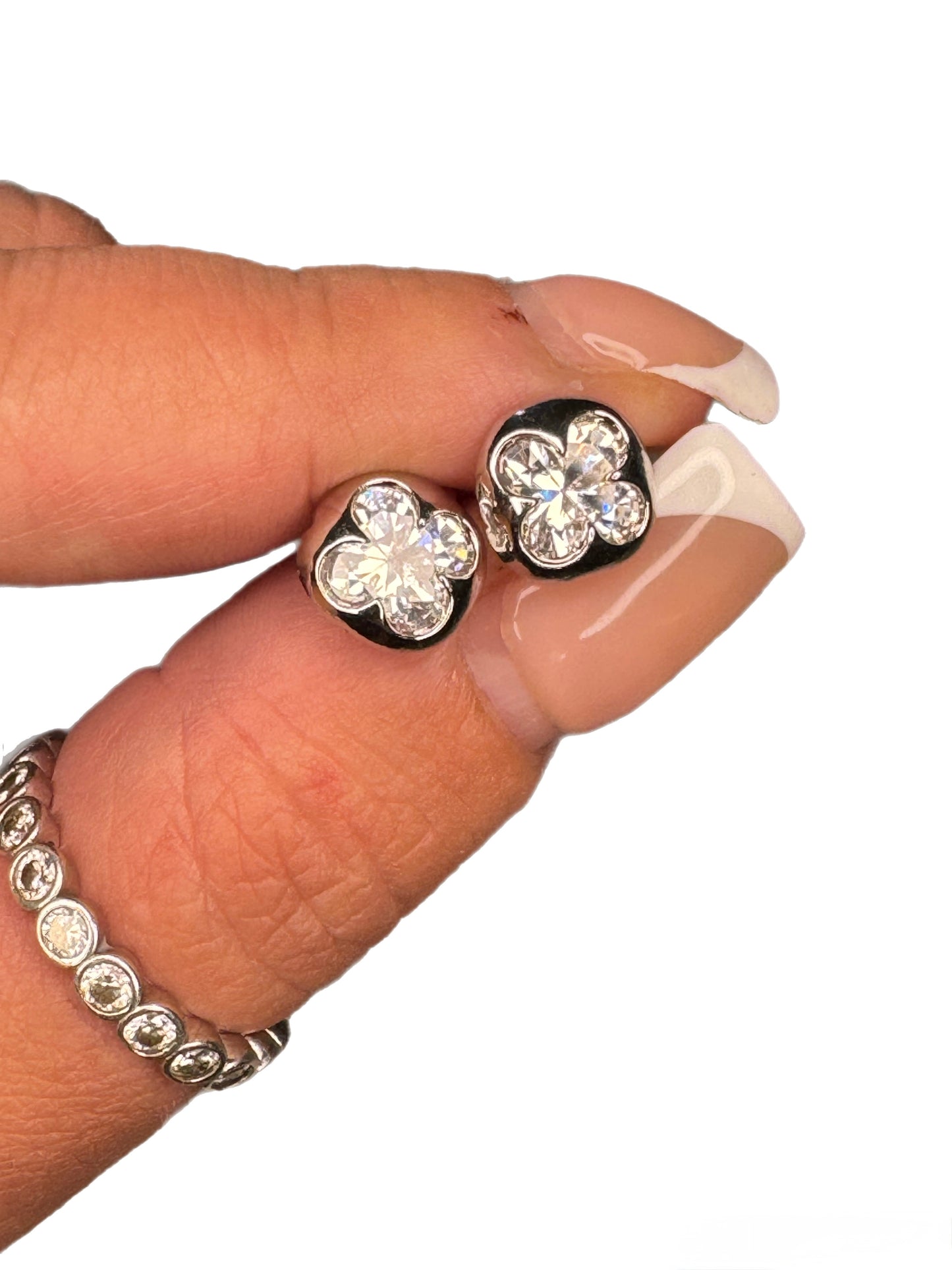 Clover Stud Earrings with Sparkling Crystals