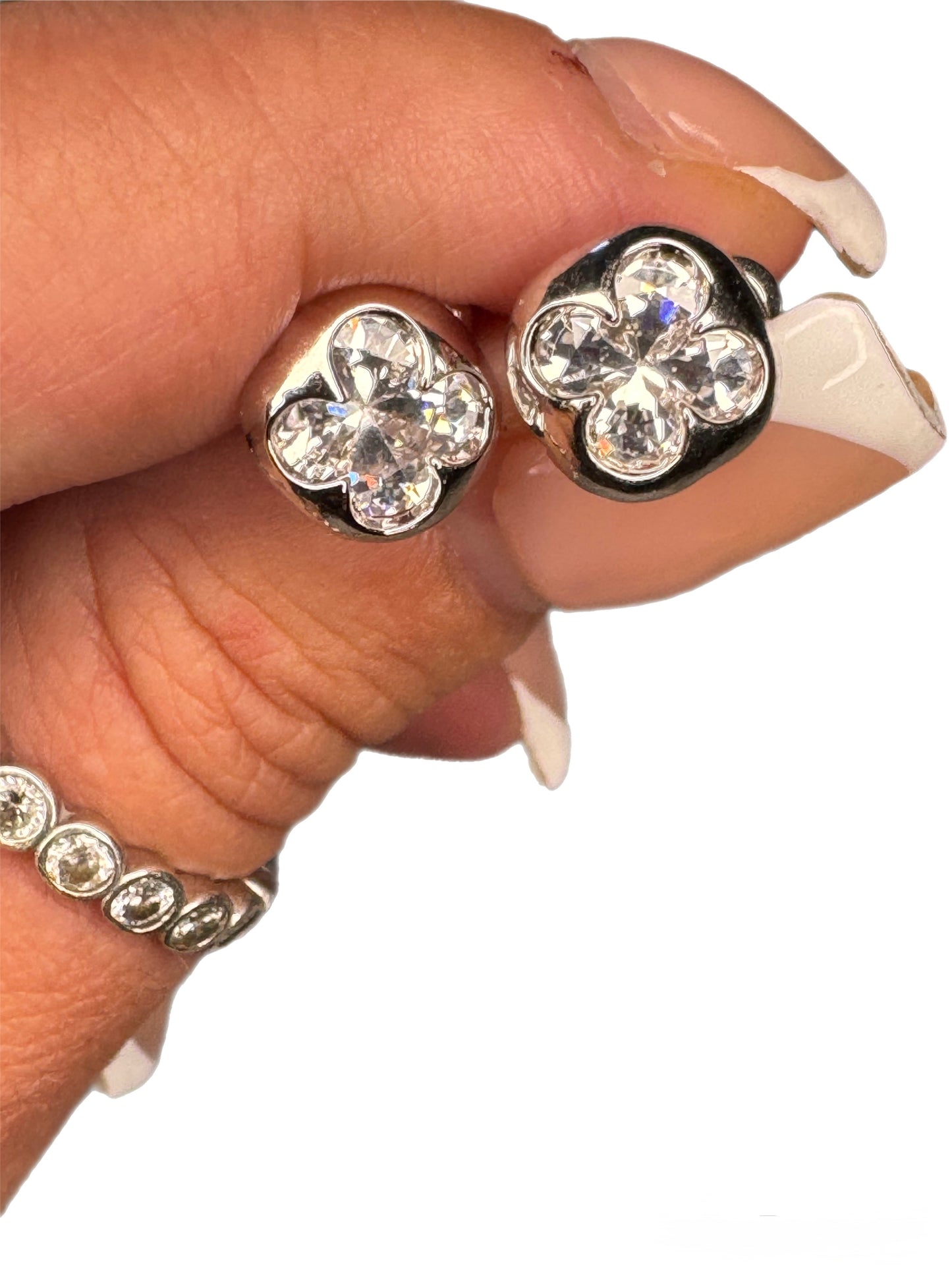 Clover Stud Earrings with Sparkling Crystals