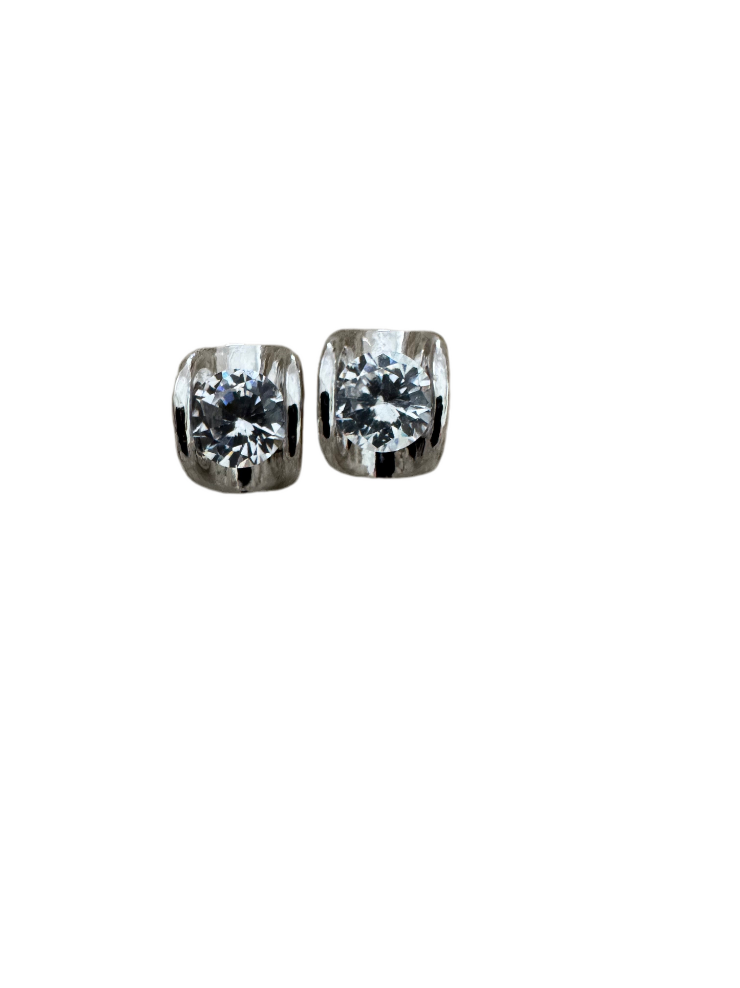 Bold Silver Bezel Earrings