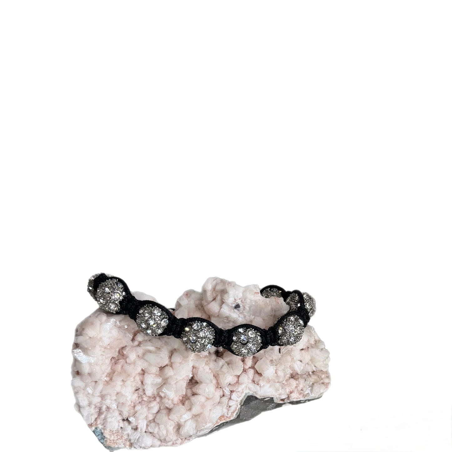 Black Cord & Crystal Disco Ball Shamballa Bracelet