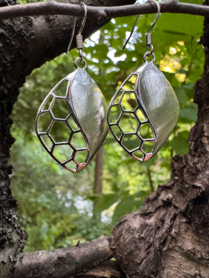 Silver Hive Drop Earrings