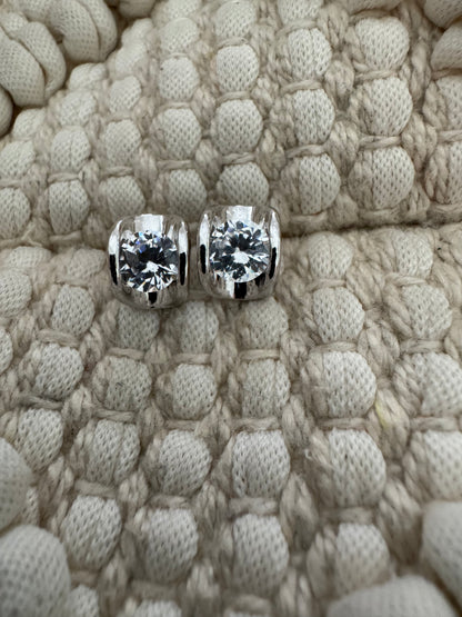 Bold Silver Bezel Earrings