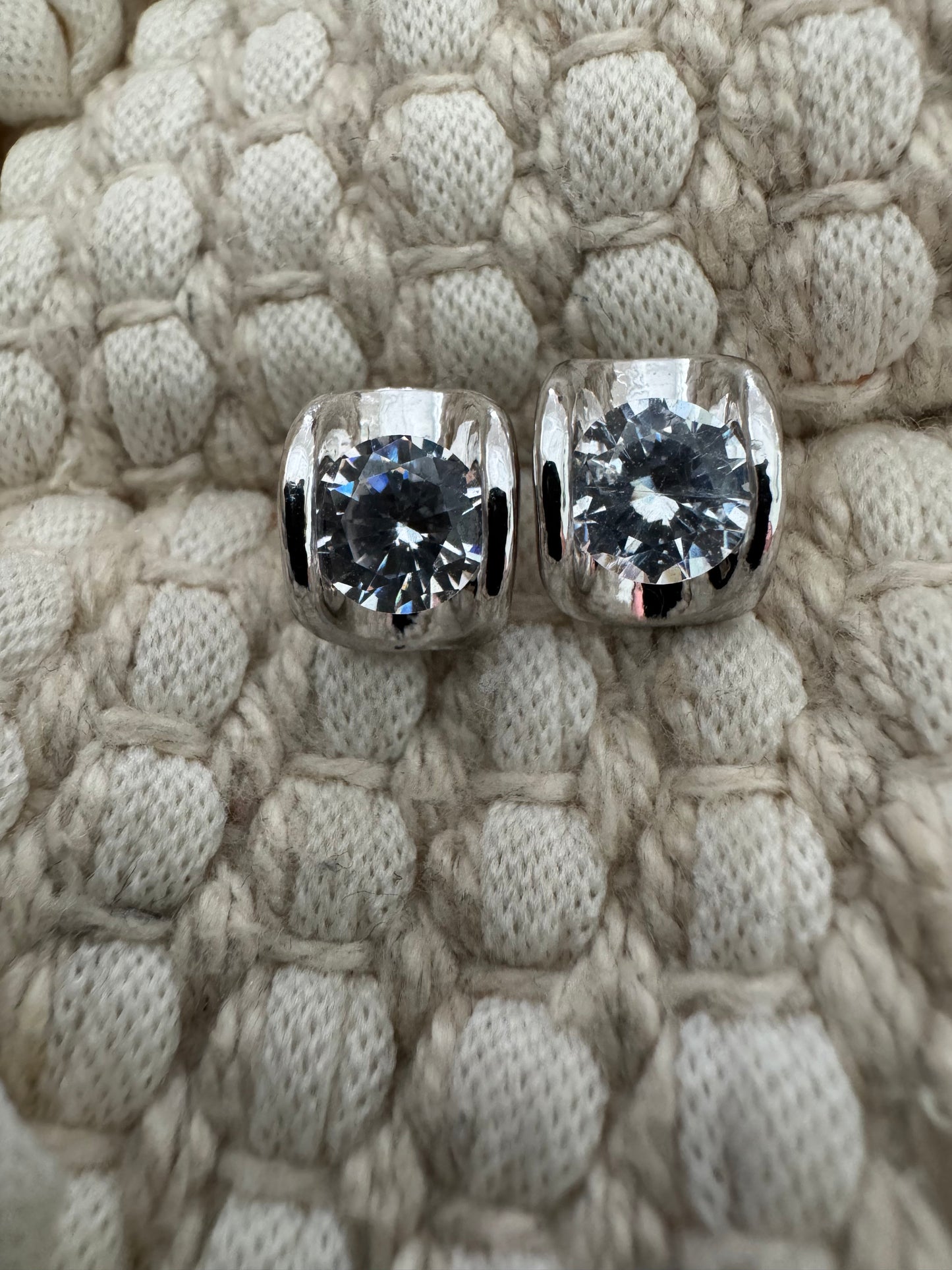 Bold Silver Bezel Earrings