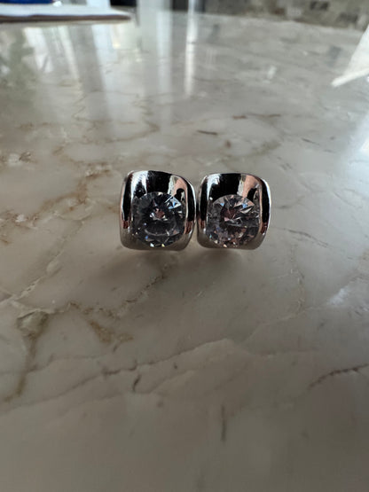 Bold Silver Bezel Earrings