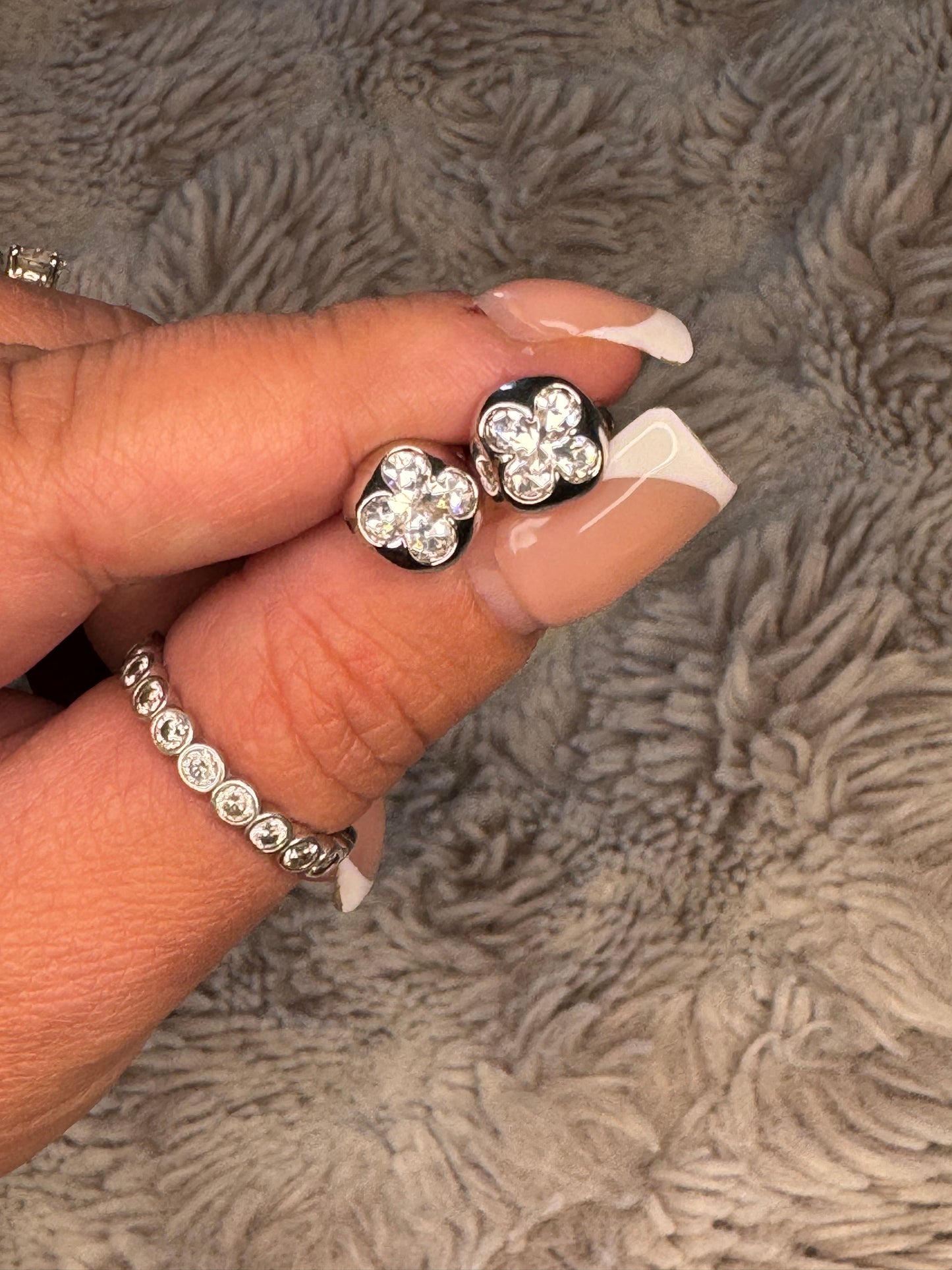 Clover Stud Earrings with Sparkling Crystals