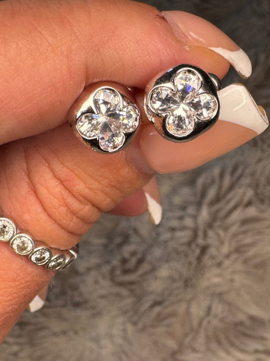 Clover Stud Earrings with Sparkling Crystals